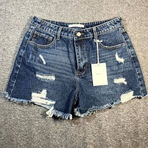 NWT Kancan Ripped High Rise Denim Jean Shorts Size 11 / 29 Distressed Frayed Hem
